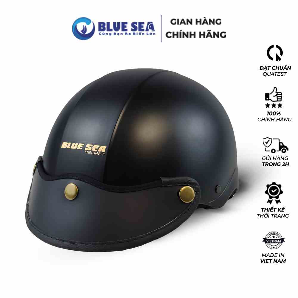 Mũ bảo hiểm Thời trang 1/2 Nửa đầu BLUE SEA - BL12A104 - Màu Đen - FREESIZE - Chính hãng