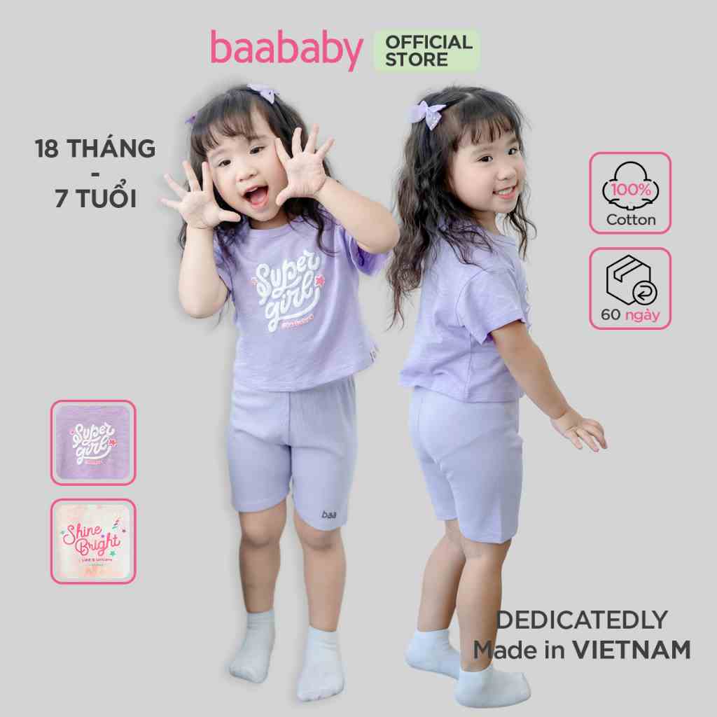 Áo thun lửng form rộng bé gái BAA BABY, áo croptop cho bé từ 1-7 tuổi - B-GT-AT33N-01