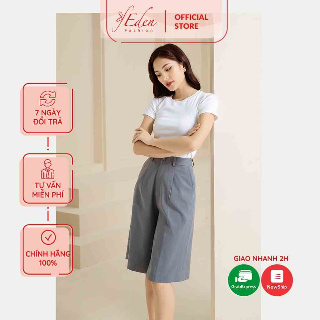 Quần culottes lửng ống rộng kaki thiết kế thời trang Eden bigsize lưng vừa có túi che khuyết điểm tốt - Q017