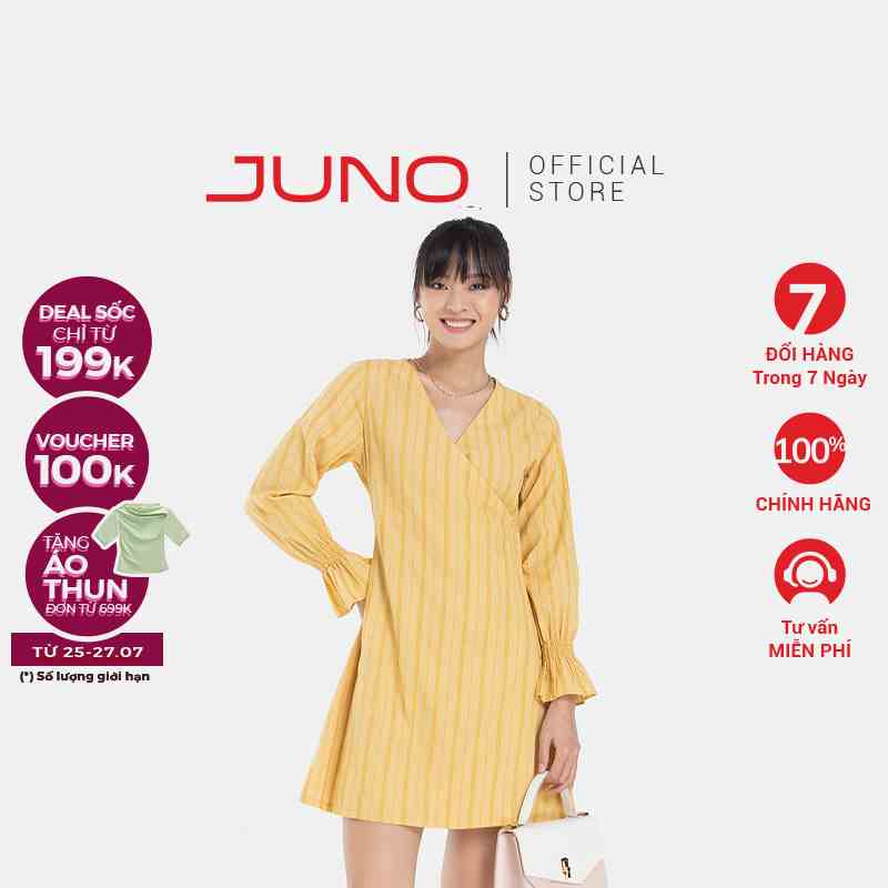 Đầm Ngắn Nữ Thời Trang JUNO Cổ Đắp Chéo JNDNG002