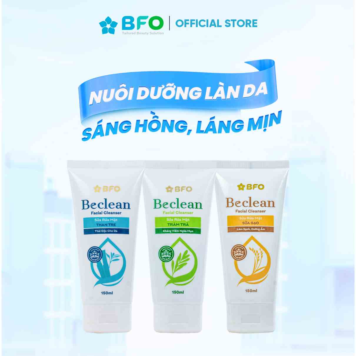 Sữa rửa mặt tinh chất thiên nhiên giúp làm sạch da Beclean BFO dung tích 150ml