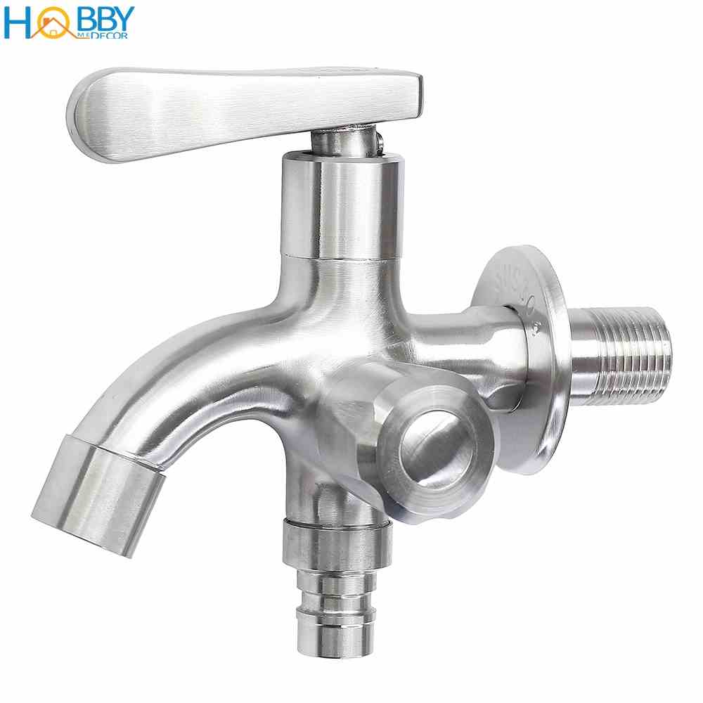 Vòi củ sen lạnh đa năng Inox 304 Hobby Home Decor CS2 2 đầu xả - ren nối 21mm