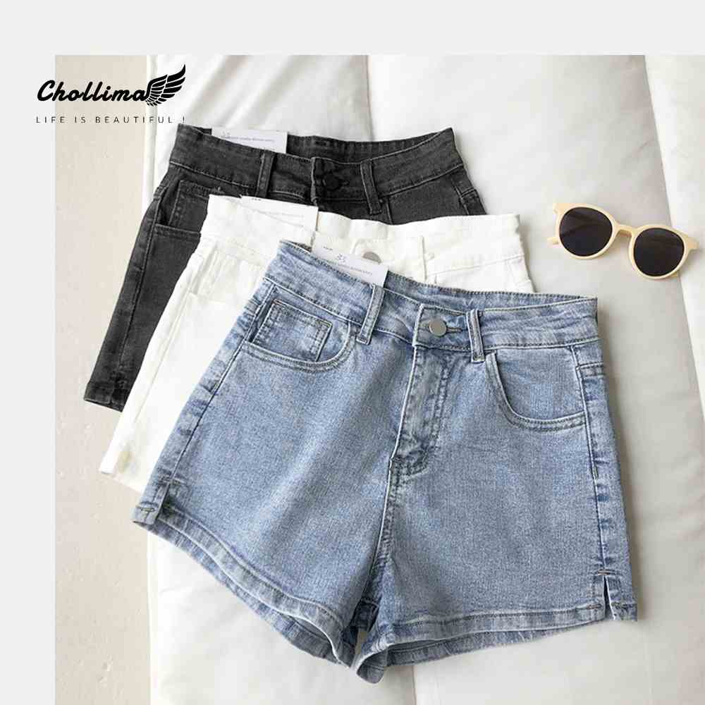 Quần short jean nữ co giãn Chollima xẻ lai QS003 phong cách hàn quốc