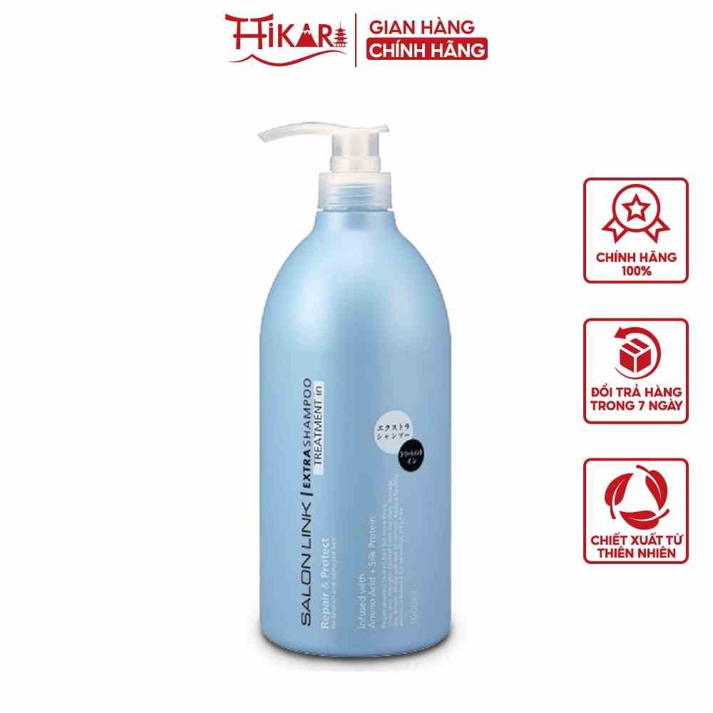 Dầu gội siêu dưỡng mượt tóc Kumano Salon Link Extra Treatment Shampoo 1000ml (màu xanh trời)