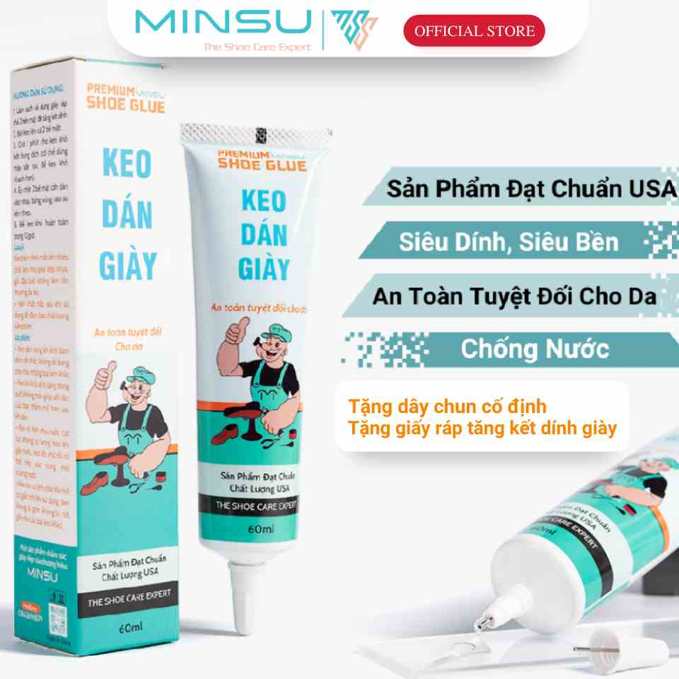 Keo Dán Giày Trong Suốt Siêu Dính Đa Năng Chính Hãng MINSU M2522 Chuyên Dụng Cho Giày Dép Thể Thao An Toàn Cho Da 60ml