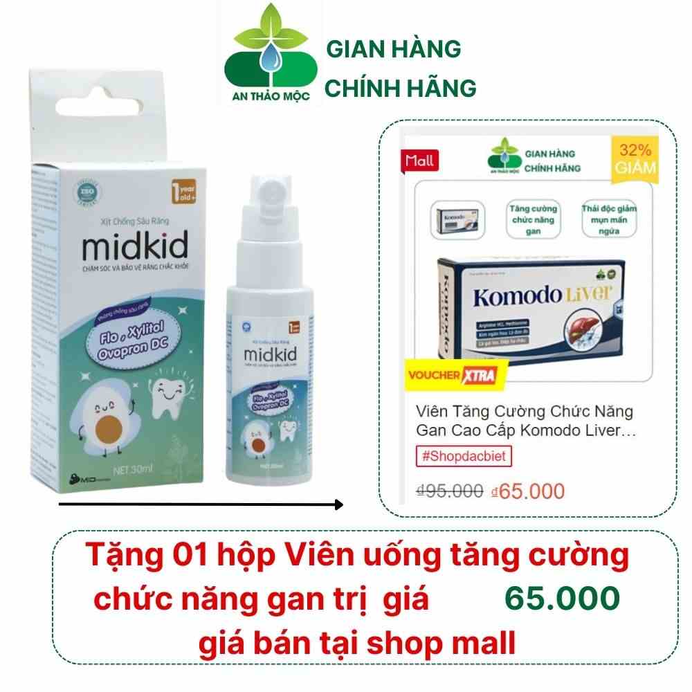 Xịt Chống Sâu Răng MIDKID Cho Bé Từ 1 Tuổi Làm Sạch Bảo Vệ Chăm Sóc Răng Miệng Ngăn Ngừa Ố Vàng