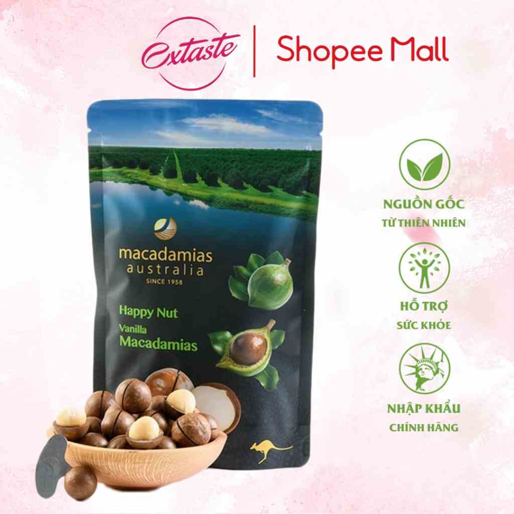 Hạt Maca hguyên vỏ Australia Happy Nut Vị Vanilla Macadamias Úc Healthy Care Extaste