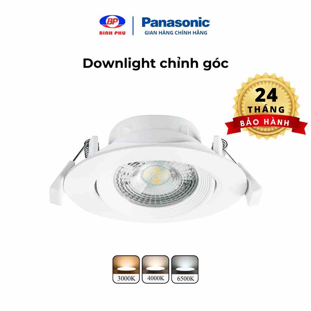 [Mã ICBFRI15 giảm 10% đơn 0đ] Đèn LED âm trần Downlight Đơn sắc Chỉnh góc Panasonic Công suất (5W,7W) lỗ khoét phi 80mm