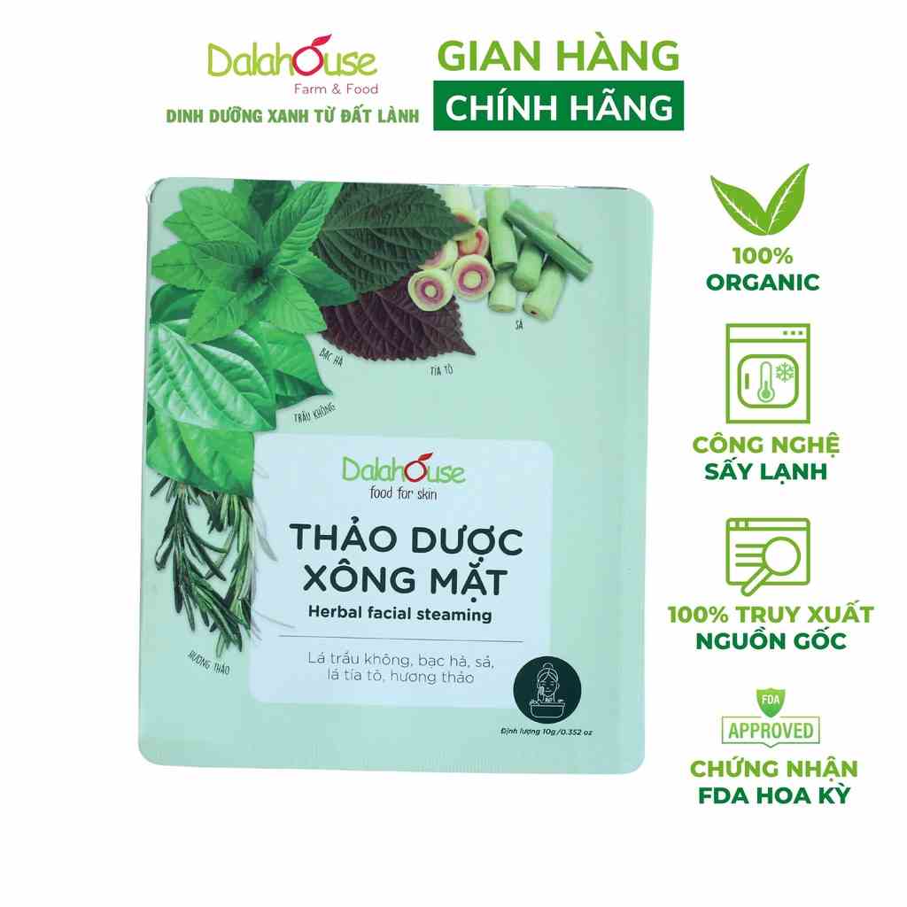 Thảo dược xông mặt Dalahouse sấy lạnh giúp loại bỏ cặn bã, bụi bẩn và độc tố trên da gói 10 gr