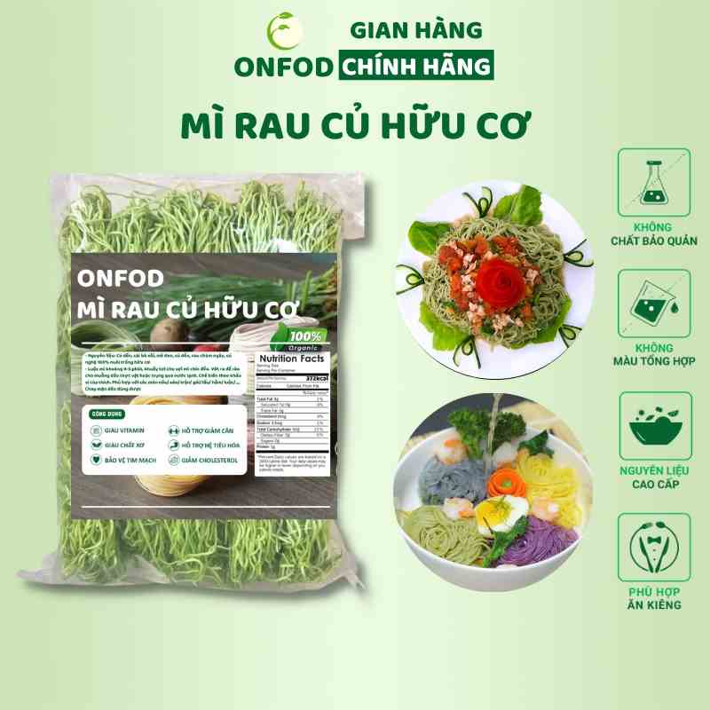 Mì rau củ hữu cơ ONFOD ăn kiêng giảm cân cho người tiểu đường, healthy eatclean gym yoga mẹ bầu bé ăn dặm 300g