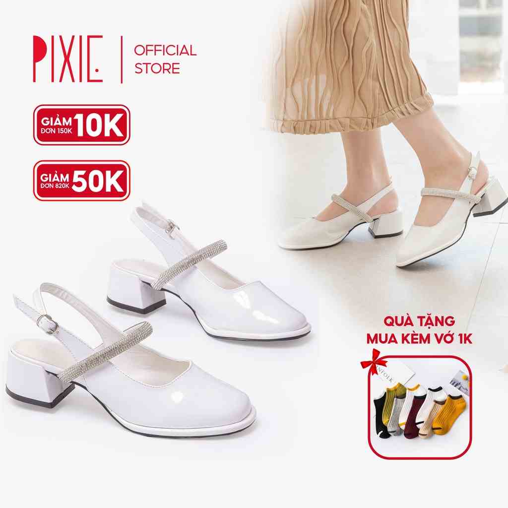 Giày Cao Gót 3cm Hở Gót Quai Đính Đá X987 Pixie