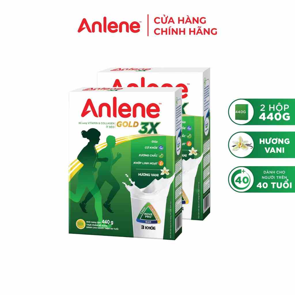 Combo 2 Sữa bột Anlene Gold Movepro Hộp 440g - Vani (trên 40 tuổi)