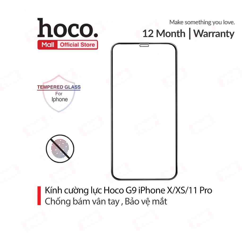 Kính cường lực Hoco G9 độ nhạy cao , chống trầy , bám vân tay cho iPhone X/XS/11 Pro