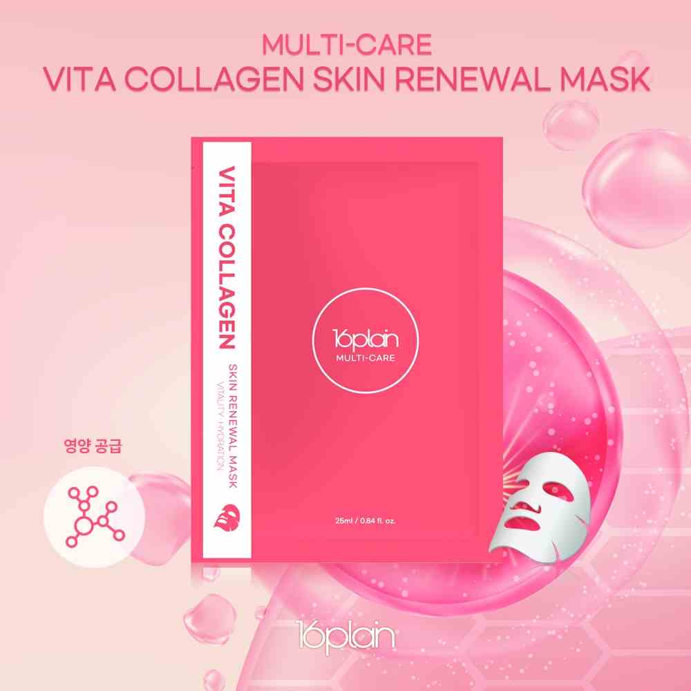 Mặt nạ ngừa lão hóa, trẻ hóa da 16plain Multi-care Vita Collagen Skin Renewal Mask 25ml