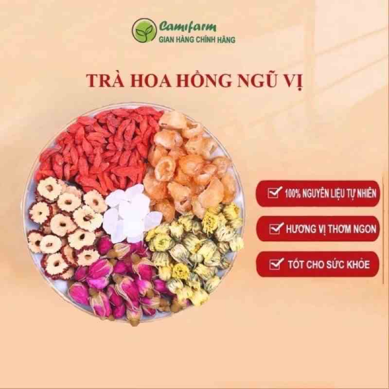 Trà Hoa Hồng ngũ vị Camifarm dưỡng nhan, chống lão hóa, hỗ trợ giảm cân, thanh lọc cơ thể