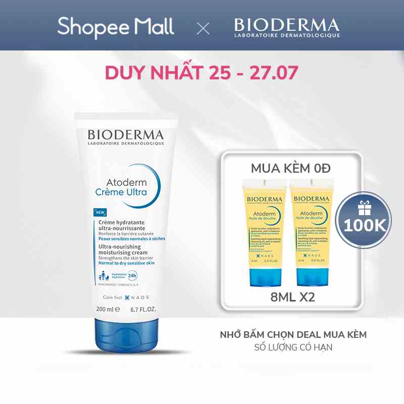 Kem dưỡng ẩm dành cho da thường và da khô Bioderma Atoderm Crème Ultra 200ml