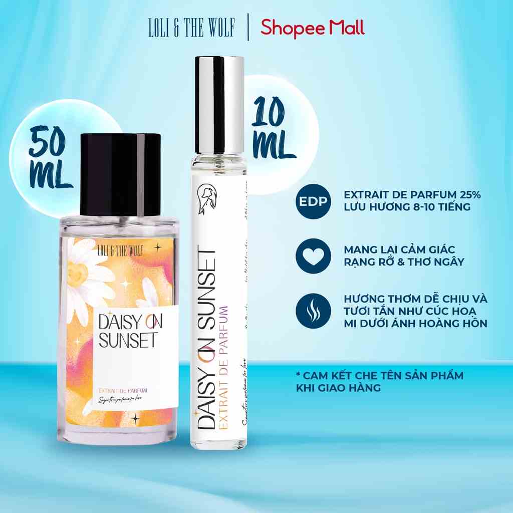 Nước Hoa Nữ Loli And The Wolf DAISY ON SUNSET thơm lâu hương thơm rạng rỡ và thơ ngây chai 10ml hoặc 50ml