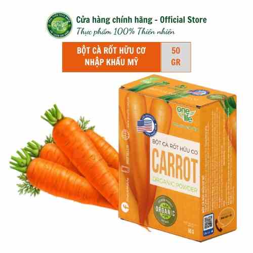 Hộp 50gr Bột Cà Rốt Organic ONELIFE (Nhập Khẩu Mỹ) hòa tan nguyên chất, giảm cân, không đường