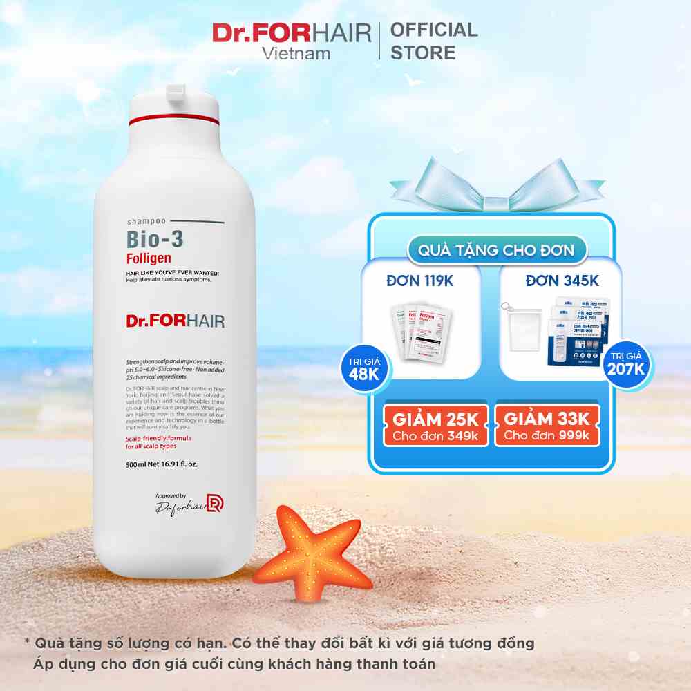 Dầu gội ngăn ngừa rụng tóc chuyên sâu Dr.FORHAIR Folligen BIO-3 Shampoo 500ml