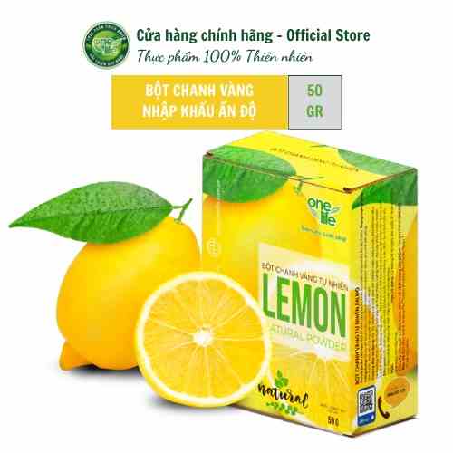 Hộp 50gr Bột Chanh Vàng Tự Nhiên ONELIFE (Nhập khẩu Ấn Độ) hòa tan uống liền nguyên chất, giảm cân, không đường