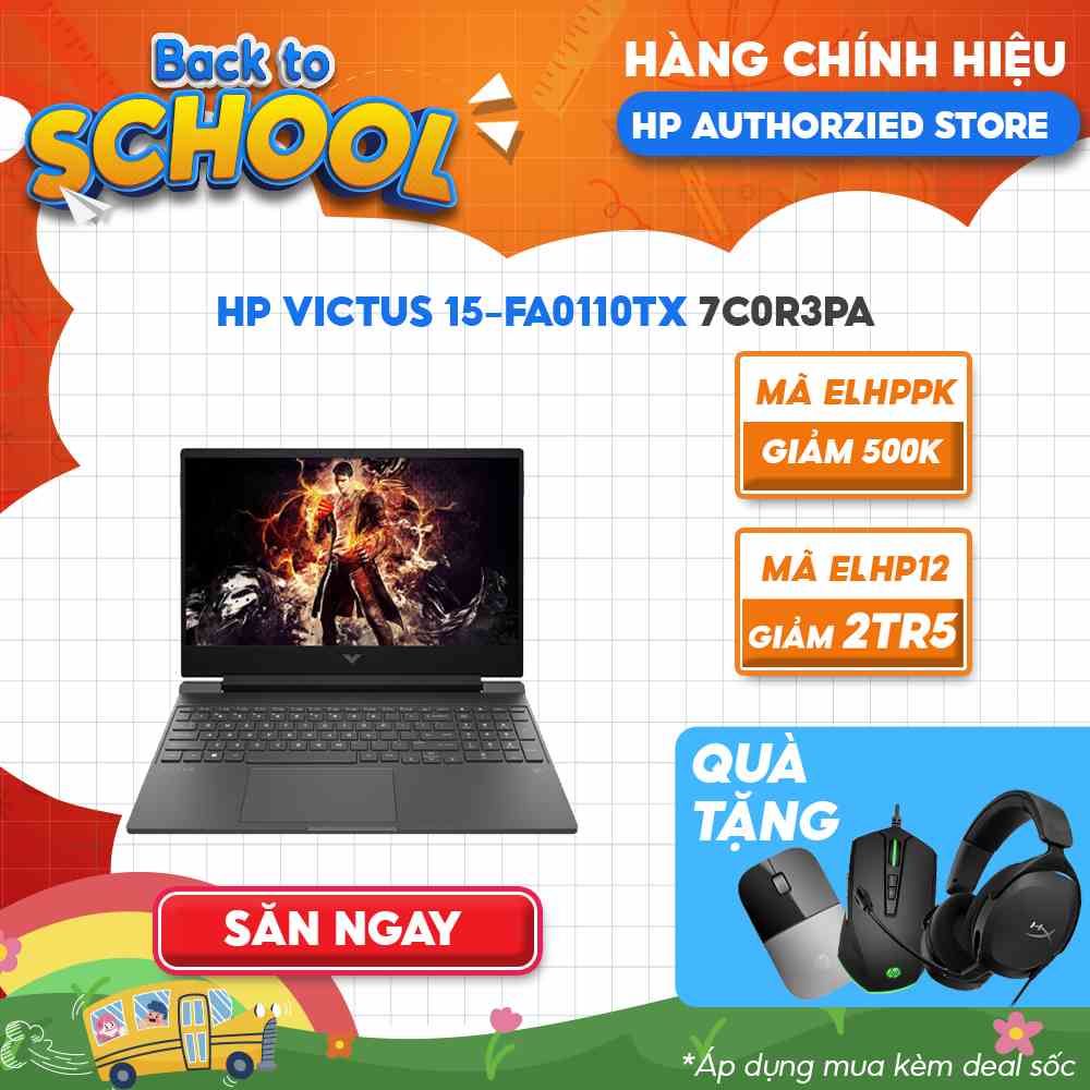 [Mã ELHP2TR5 giảm 12% đơn 18TR] Laptop HP VICTUS 15-fa0110TX 7C0R3PA i7-12700H | 8GB | 512GB |RTX™ 3050 4GB | 15.6144Hz