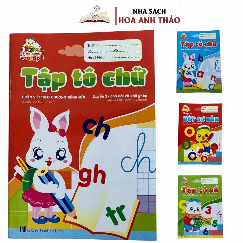 Sách - Bộ Tô Chữ Cái Chữ Số Nét Cơ Bản Cho Trẻ Mẫu Giáo - Vở Tô Loại Dày Đẹp Định Lượng Giấy 100 gms