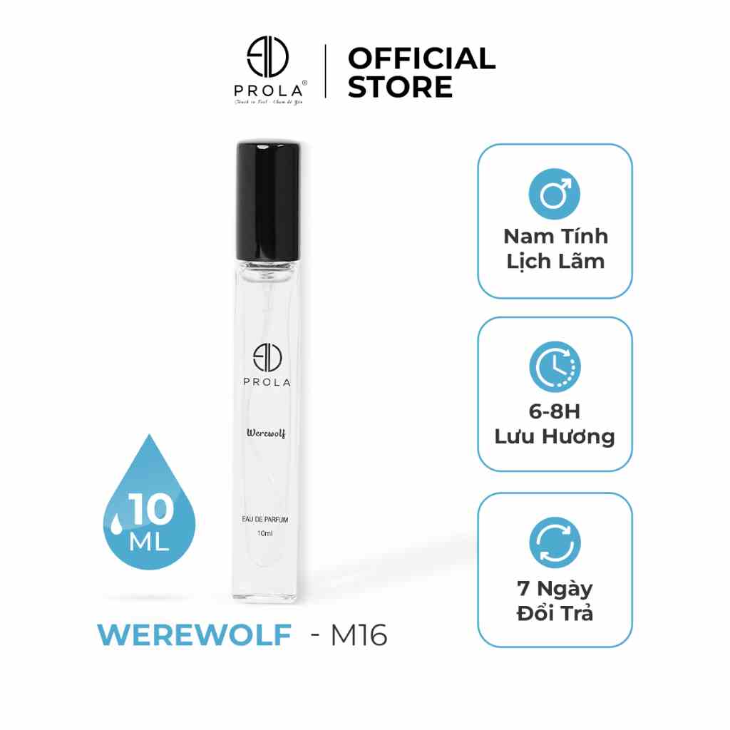 Nước hoa nam PROLA Werewolf nam tính, mạnh mẽ, phóng khoáng thích hợp đi làm, đi hẹn hò M16 - Dạng xịt 10ml