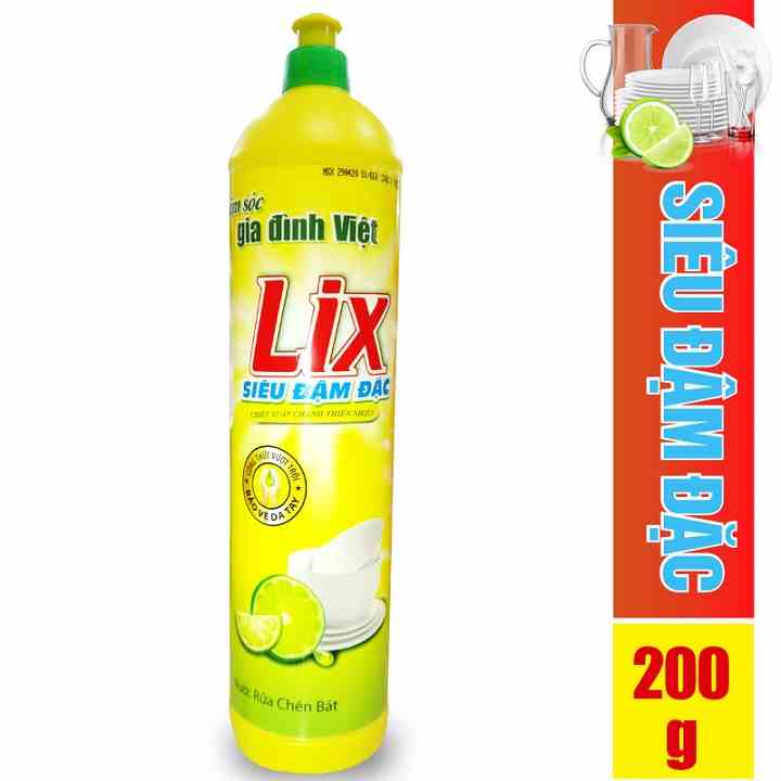 [Mã BMLTA35 giảm đến 35K đơn 99K] Nước rửa chén LIX siêu đậm đặc hương chanh 200g N201