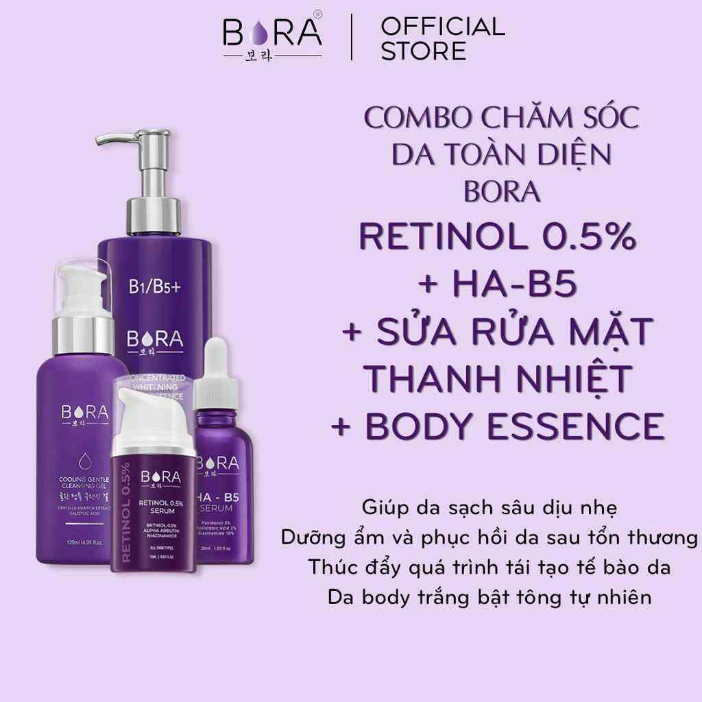 COMBO 4 Serum Retinol 0.5% - Serum HAB5 Dưỡng Ẩm Cho Da - Sữa Rửa Mặt Dịu Nhẹ - Kem Dưỡng Trắng Body