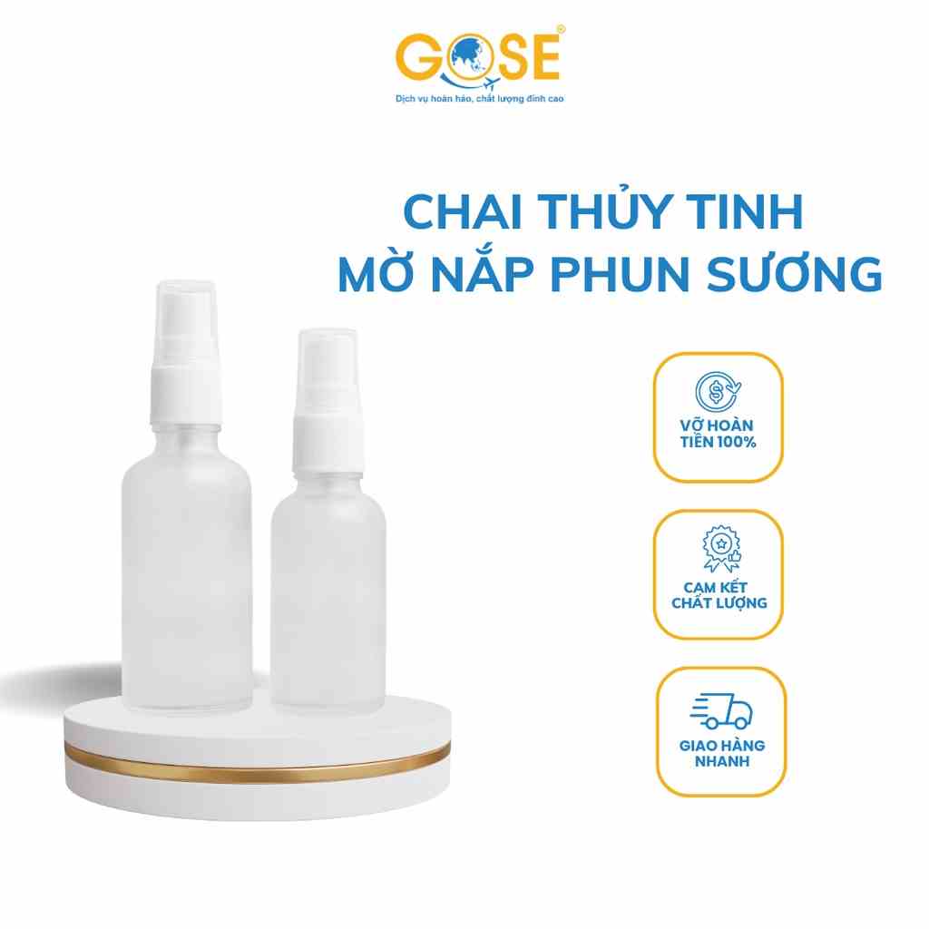 [Mã BMLTB35 giảm đến 35K đơn 99K] Chai thủy tinh chiết tinh dầu GOSE thân mờ bộ chiết mỹ phẩm serum đầu phun sương