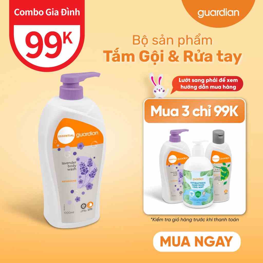 Sữa Tắm Tươi Mát Guardian Essential Lavender Refreshing Body Wash Chiết Xuất Hoa Oải Hương 1000ml