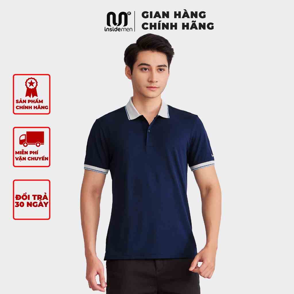 Áo Phông Nam Polo Có Cổ INSIDEMEN Ngắn Tay Cao Cấp Vải EcoCafe An Toàn Cổ Bẻ Bo Dệt IPS066S2