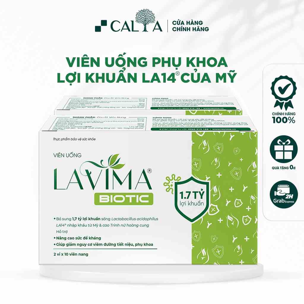 Viên Uống Phụ Khoa, Men Vi Sinh Vùng Kín LAVIMA BIOTIC Giảm Viêm, Nấm Candida, Giảm Khí Hư, Ngứa Rát 20 Viên Uống