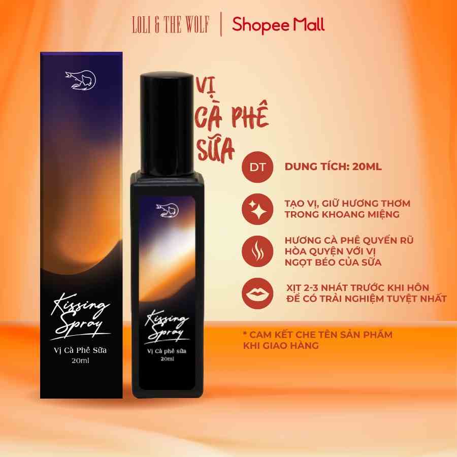 Xịt Thơm Miệng Kissing Spray Loli And The Wolf Vị Cà Phê Sữa Thơm Béo 20ml