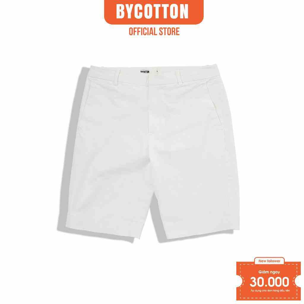 [Mã BYCO300T8 giảm 30% đơn 0K] Quần Short Kaki Nam Màu Trắng BY COTTON White Trousers