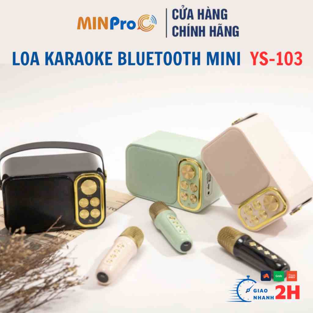 Loa Karaoke Bluetooth Mini MINPRO YS-103 Không Dây Kèm Mic Âm Thanh Sống Động Thiết Kế Nhỏ Gọn Tiện Lợi