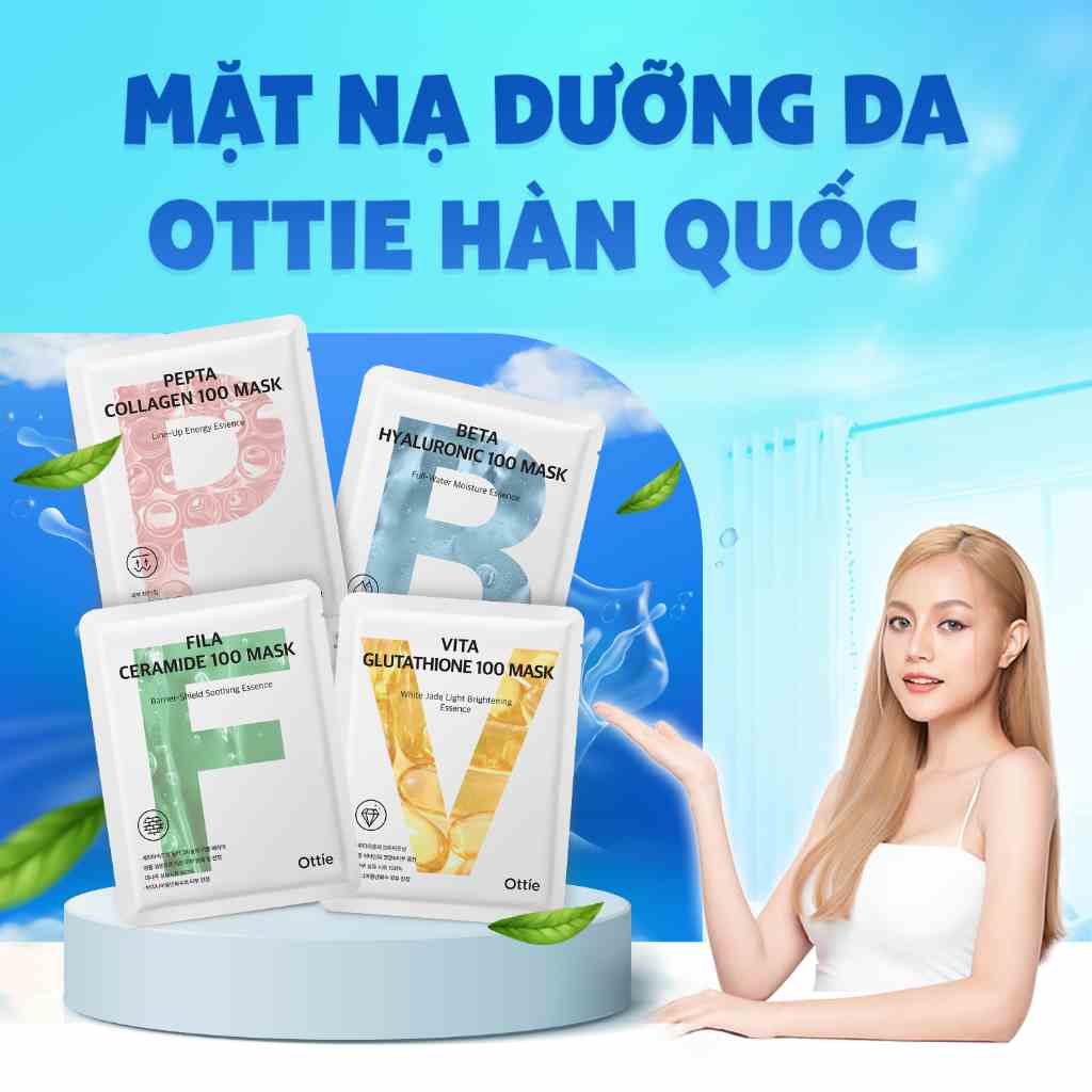 Mặt nạ dưỡng da OTTIE Hàn Quốc, Mặt nạ dưỡng trắng cấp ẩm mềm mịn cho da 25ml - MỚI