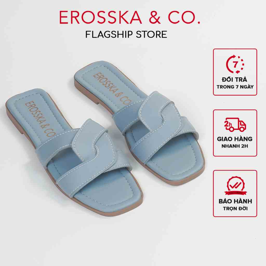 Erosska - Dép đế bệt nữ quai đan kiểu dáng đơn giản màu xanh - DE064