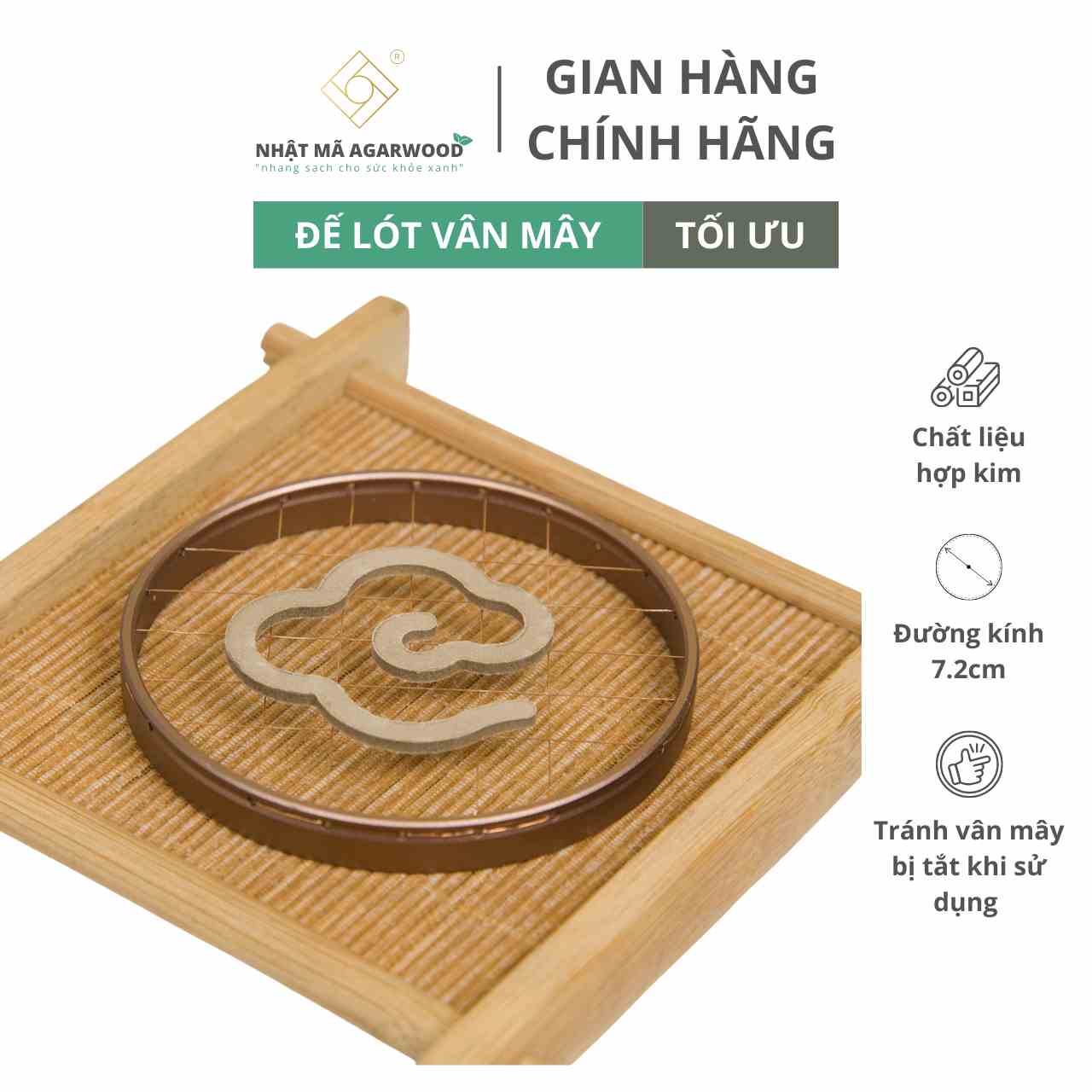 Đế lót hợp kim cho Trầm Vân Mây - Nhật Mã Agarwood