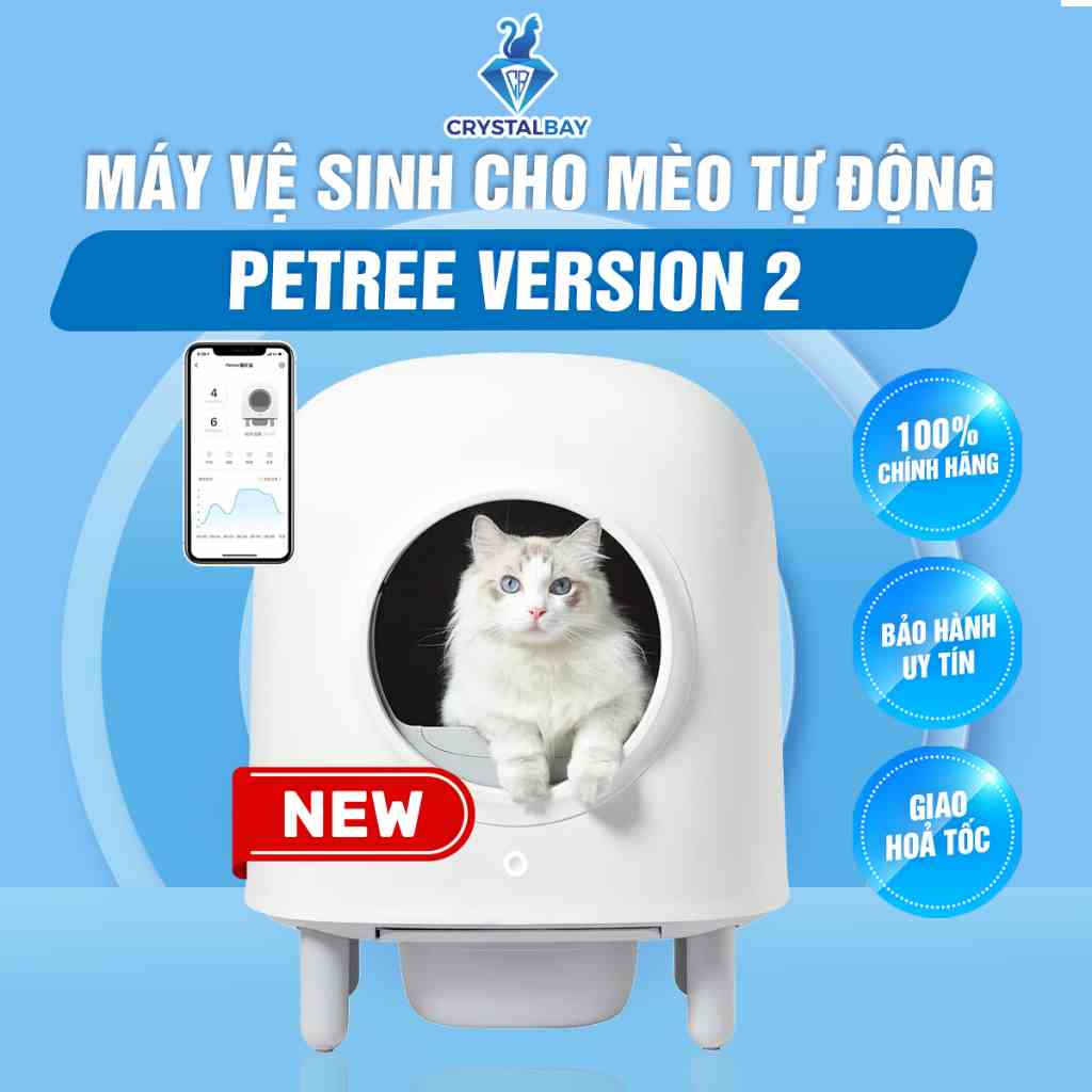 [Mã BMLTA35 giảm đến 35K đơn 99K] Máy Vệ Sinh Tự Động Cho Mèo Petree 2 - Petree Minion - Crystal Bay