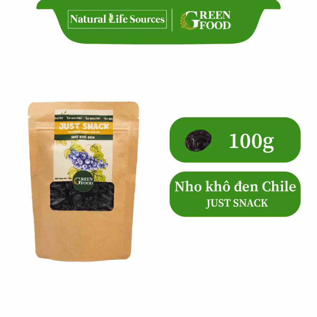 Nho khô đen Chile Just Snack kích cỡ medium, không đường | Túi giấy 100g