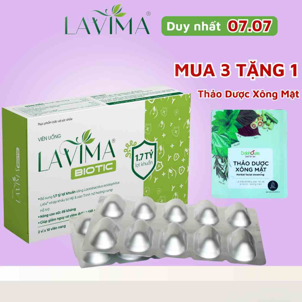 Combo 3 Hộp Viên Uống Phụ Khoa, Men Vi Sinh Vùng Kín LAVIMA BIOTIC - Giảm Khí Hư, Ngứa Rát, Ngăn Ngừa Tái Phát