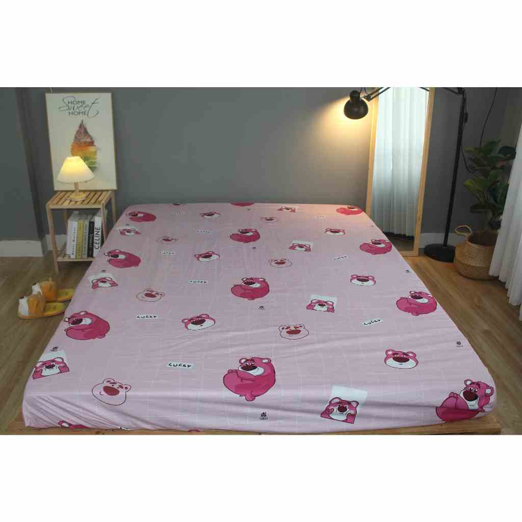 [Mã BMLTB35 giảm đến 35K đơn 99K] Tấm Drap lẻ KHA LY - Ga lẻ ( không áo gối ) - cotton thiên nhiên - Lotso Hồng - VN334