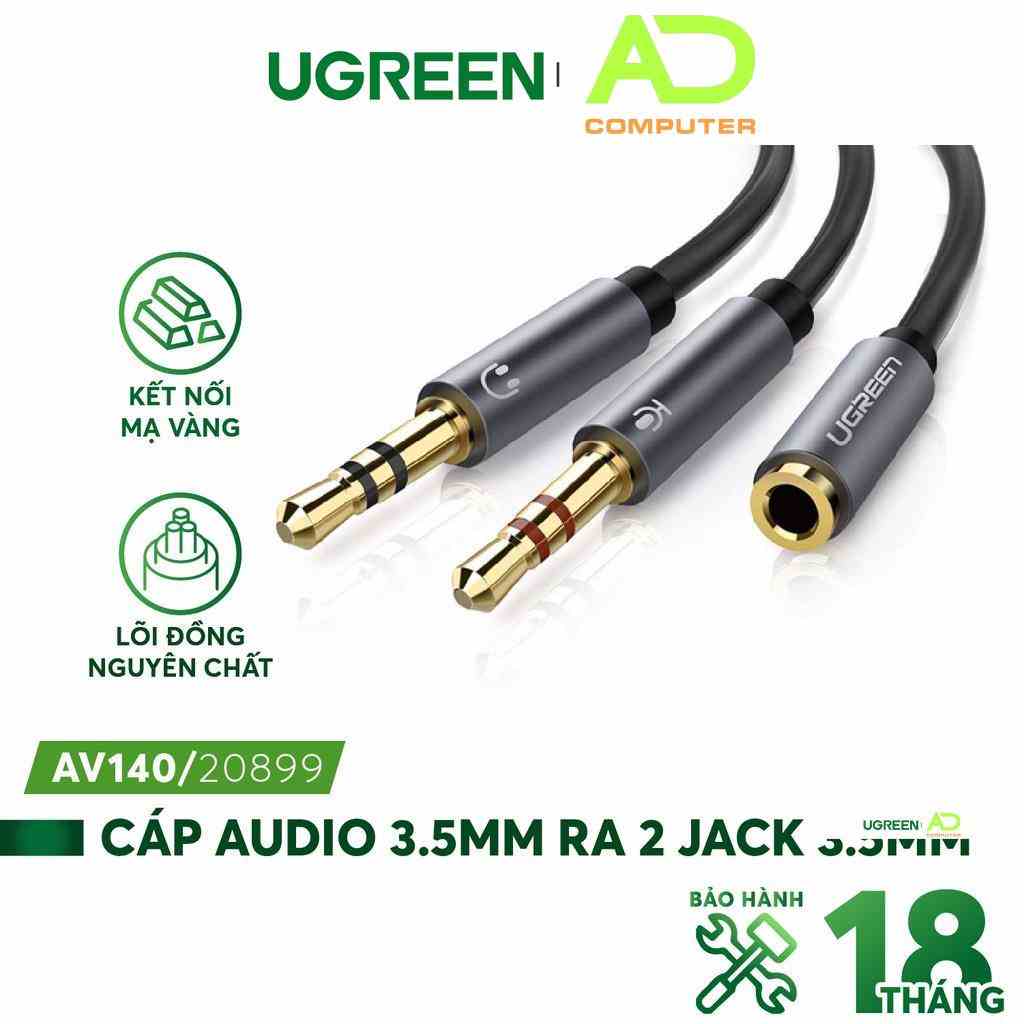 [Mã BMLTB35 giảm đến 35K đơn 99K] Dây Audio chuyển tai nghe 3.5mm sang 2 đầu Mic và Tai nghe UG REEN AV140 AV193