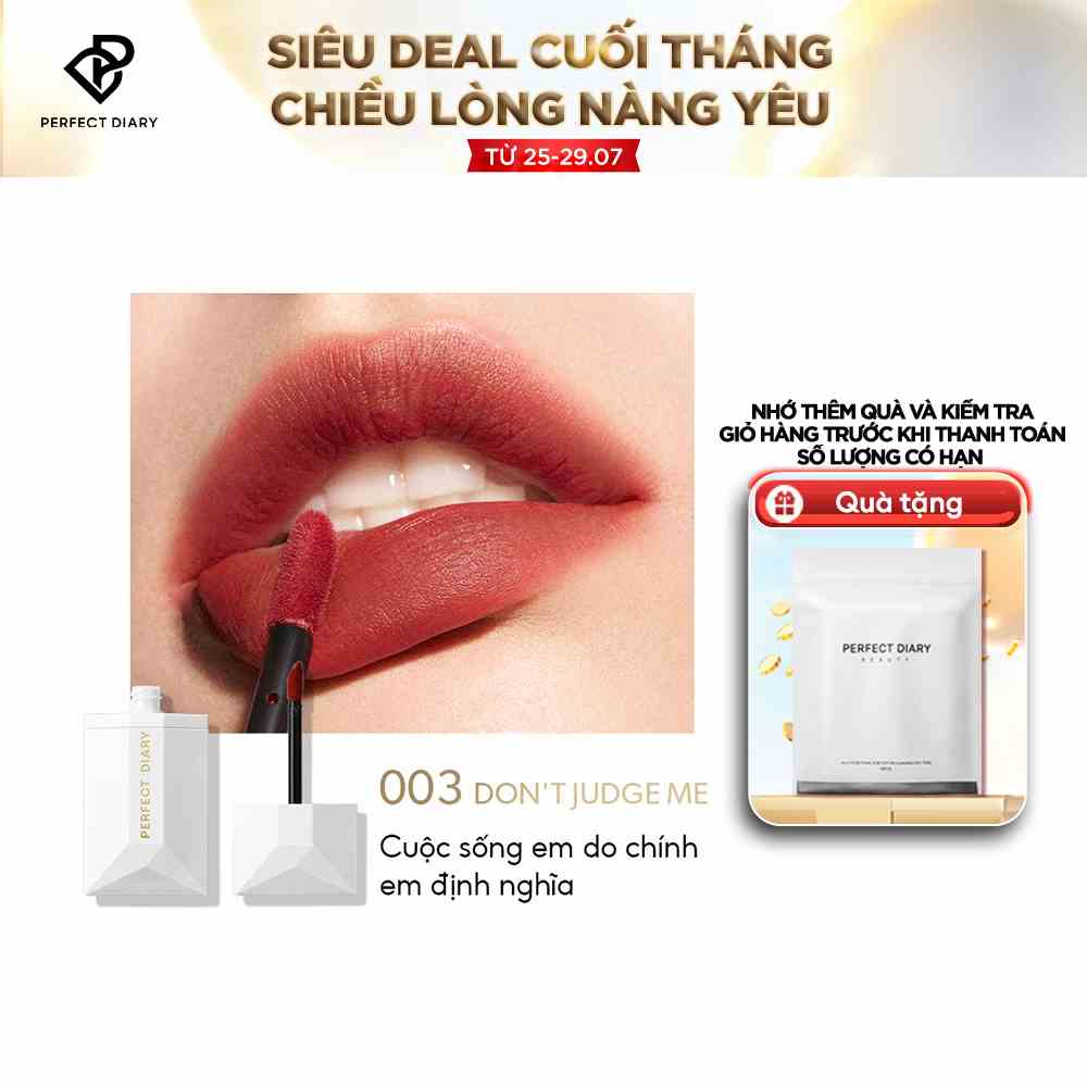 Son Kem Perfect Diary ReadMe Lip Sheer Velvet Chất Kem Nhung Lì Lâu Trôi Màu Sắc Tùy Chọn 4g