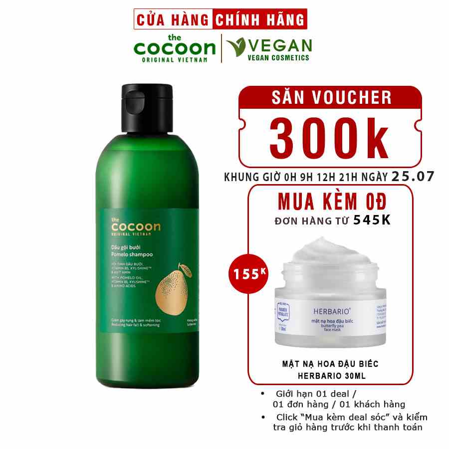 Dầu gội bưởi Pomelo shampoo Cocoon 310ml thuần chay