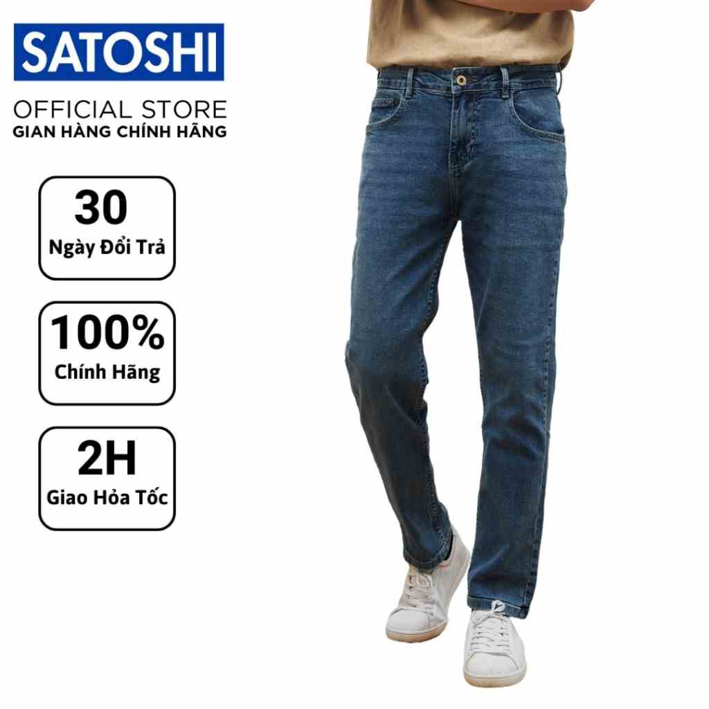 Quần jean nam slimfit Satoshi SAQJ31 màu xanh denim trơn dễ phối đồ