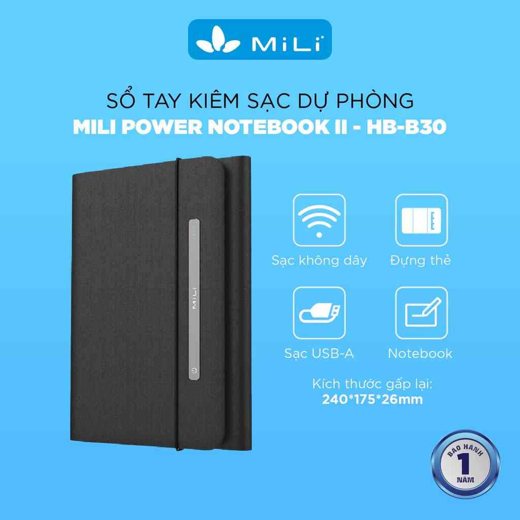 [Mã BMLTA35 giảm đến 35K đơn 99K] Sổ tay kiêm sạc dự phòng MiLi Power Notebook II - HB-B30