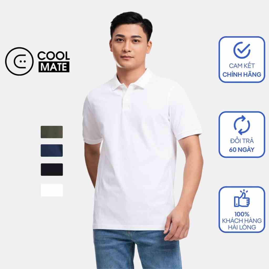 Áo Polo nam Pique Cotton USA TRƠN MÀU thấm hút tối đa - thương hiệu Coolmate CW