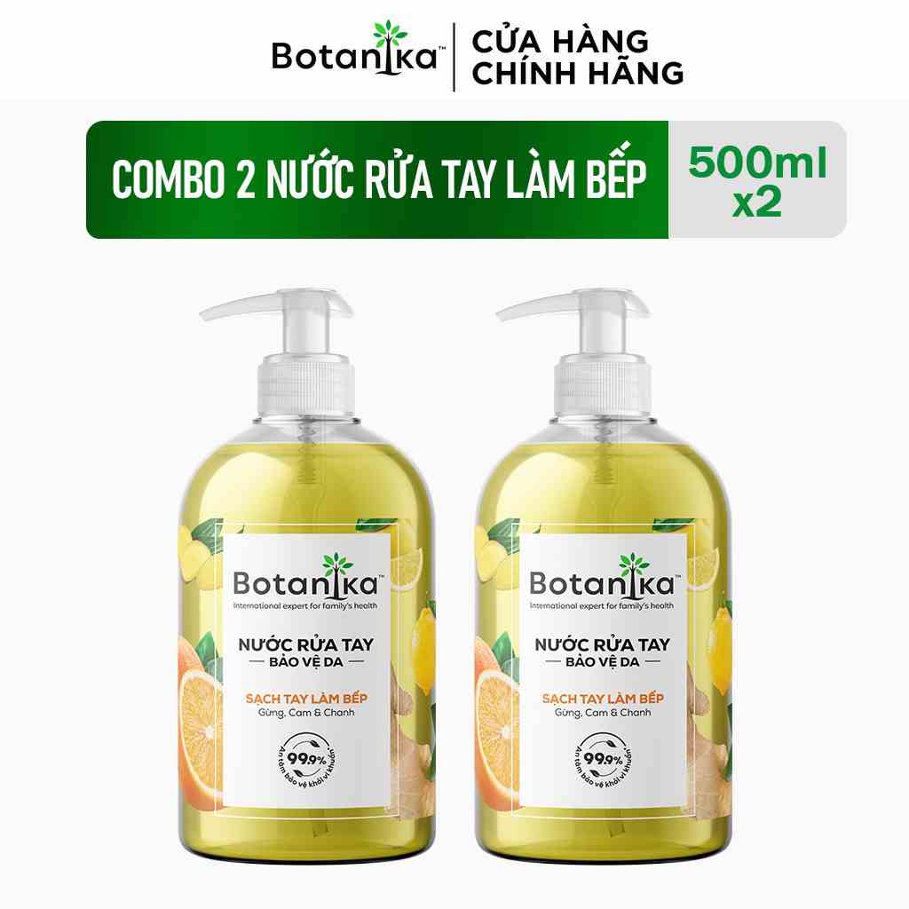 [Mã BMLTB200 giảm đến 100K đơn 499K] Bộ 2 Nước rửa tay làm bếp Botanika 500ml